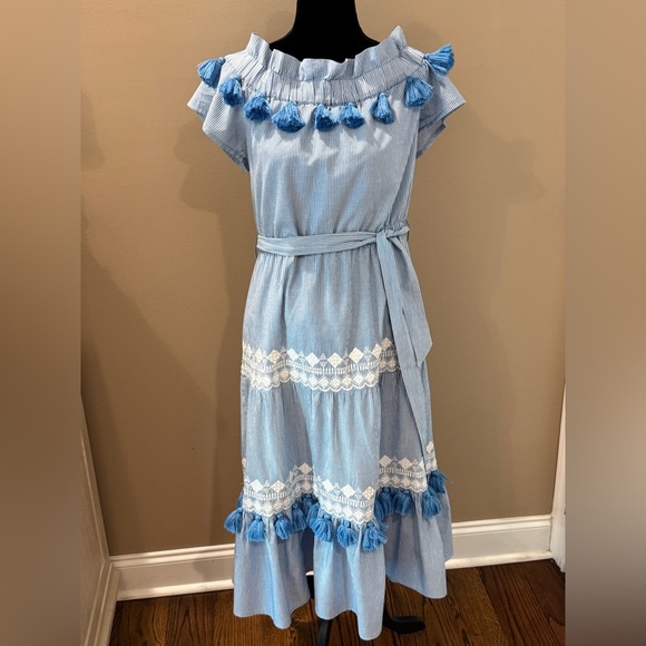 Women’s TULAROSA Lana midi Dress in Getty Stripe- Size XL - Picture 2 of 11